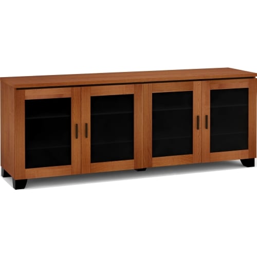 Elba 347 85" TV Stand AV Cabinet in American Cherry w/ Smoked Glass